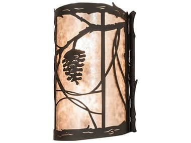 Meyda Whispering Pines 14" Tall 2-Light Oil Rubbed Bronze Steel Glass Wall Sconce MY250756