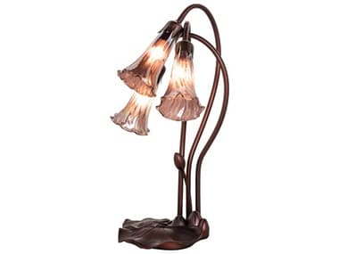 Meyda Pond Lily Mahogany Bronze Glass Table Lamp MY250826
