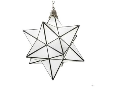 Meyda Moravian Star 18" 1-Light Brushed Nickel Glass Geometric Pendant MY250854