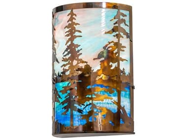 Meyda Tall Pines 18" 2-Light Transparent Copper Burnished Glass Wall Sconce MY250945