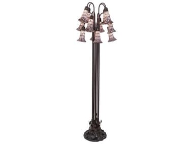 Meyda Stained Glass Pond Lily 63" Tall Mahogany Bronze Floor Lamp MY251702