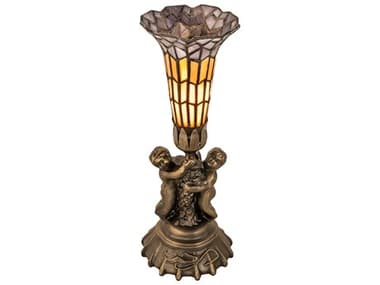 Meyda Pond Lily Antique Brass Glass Tiffany Table Lamp MY251841
