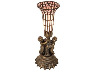 Meyda Pond Lily Antique Brass Glass Tiffany Table Lamp MY251842