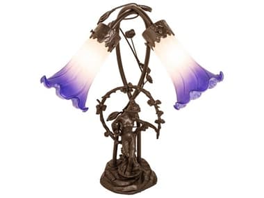 Meyda Pond Lily Mahogany Bronze Glass Tiffany Table Lamp MY251856