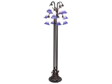Meyda Pond Lily 63" Tall Mahogany Bronze Floor Lamp MY251860