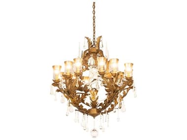 Meyda French Baroque 34" Wide 13-Light Gold Clear Glass Bell Chandelier MY251904