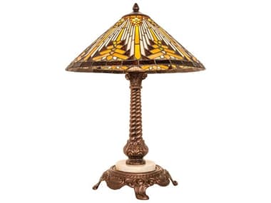 Meyda Nuevo-II Mahogany Bronze Glass Tiffany Table Lamp MY251938