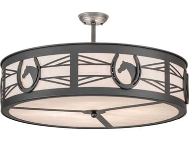Meyda Horseshoe 4-Light Wrought Iron Semi Flush Mount MY252901