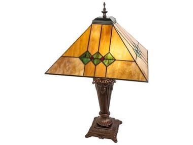 Meyda Martini Mission Mahogany Bronze Glass Tiffany Buffet Lamp MY253025
