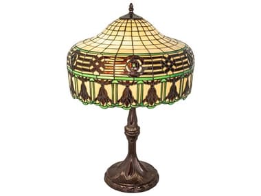 Meyda Gorham Mahogany Bronze Glass Tiffany Buffet Lamp MY253398
