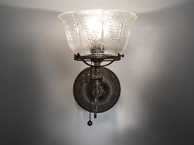 Meyda Revival Gas And Electric 10" Tall 1-Light Pewter Glass Wall Sconce MY253409