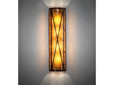Meyda Saltire Craftsman 30" Tall 4-Light Mahogany Bronze Glass Wall Sconce MY253588