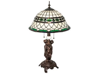 Meyda Tiffany Roman Mahogany Bronze Glass Buffet Lamp MY253641