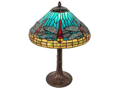 Meyda Mahogany Bronze Glass Tiffany Table Lamp MY253822