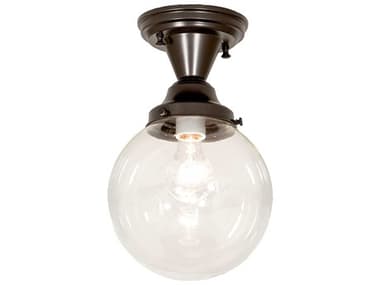 Meyda Revival Schoolhouse 8" 1-Light Craftsman Brown Glass Globe Round Semi Flush Mount MY253880