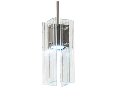 Meyda Shutter 5-7" 1-Light Nickel Glass LED Geometric Mini Pendant MY253891