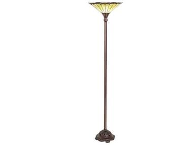 Meyda Caprice 70" Tall Mahogany Bronze Glass Tiffany Floor Lamp MY254707