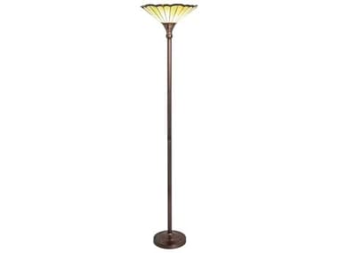 Meyda Caprice 72" Tall Mahogany Bronze Glass Tiffany Floor Lamp MY255048
