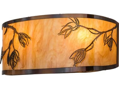 Meyda Mountain Pine 9" Tall 2-Light Transparent Copper Glass Wall Sconce MY255207