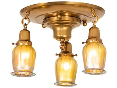 Meyda Revival 18" 3-Light Polished Brass Glass Bell Semi Flush Mount MY255378