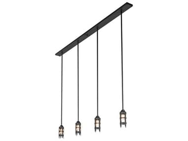 Meyda 4-Light Wrought Iron Black Linear Island Pendant MY257022