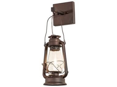 Meyda Miners Lantern 20" Tall 1-Light Rust Brown Glass Wall Sconce MY257162
