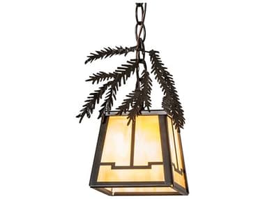 Meyda Pine Branch 8" 1-Light Timeless Bronze Glass Mini Pendant MY257415