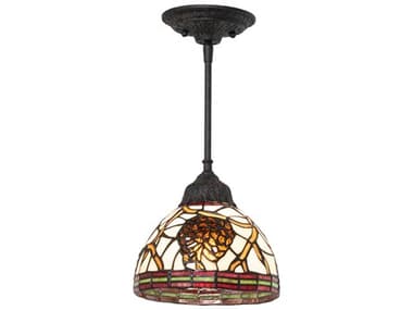 Meyda 1-Light Coffee Bean Brown Glass Tiffany Dome Mini Pendant MY259132