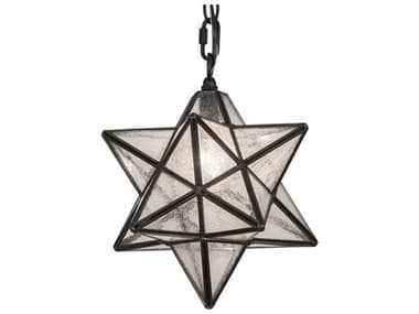 Meyda Moravian Star 9" 1-Light Craftsman Brown Glass Geometric Mini Pendant MY259239