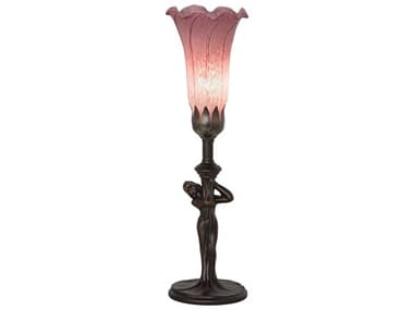 Meyda Pond Lily Mahogany Bronze Violet Glass Table Lamp with Lavender Shade MY259391