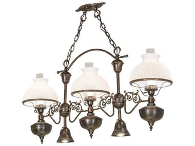 Meyda 6-Light Antique Craftsman Brown Glass Dome Island Pendant MY259845