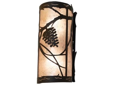 Meyda Whispering Pines 13" Tall 2-Light Oil Rubbed Bronze Glass Wall Sconce MY260256
