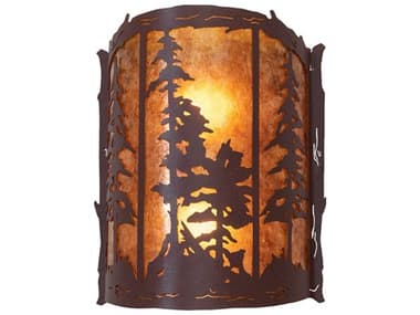 Meyda Tall Pines 15" 2-Light Rust Brown Glass Wall Sconce MY260435