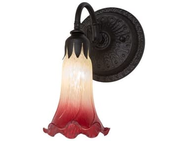 Meyda Pond Lily 10" Tall 1-Light Oil Rubbed Bronze Glass Wall Sconce MY260471