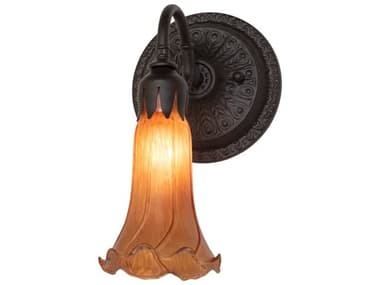 Meyda Pond Lily 10&quot; Tall 1-Light Oil Rubbed Bronze Glass Wall Sconce MY260474