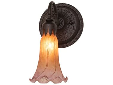 Meyda Pond Lily 10" Tall 1-Light Oil Rubbed Bronze Glass Wall Sconce MY260478