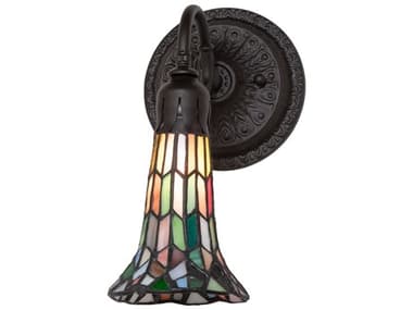 Meyda Stained Glass Pond Lily 10" Tall 1-Light Oil Rubbed Bronze Tiffany Wall Sconce MY260490