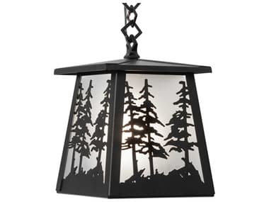 Meyda Stillwater Tall Pines 10" 1-Light Textured Black Lantern Mini Pendant MY261862