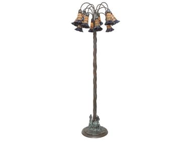 Meyda Stained Glass Pond Lily 61" Tall Bronze Floor Lamp MY262125