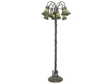 Meyda Stained Glass Pond Lily 61" Tall Bronze Floor Lamp MY262126