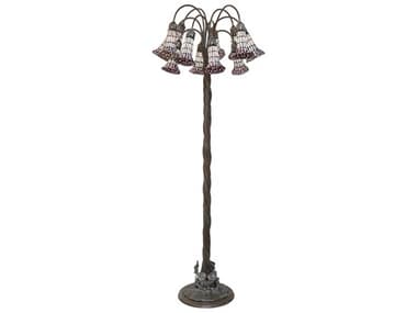 Meyda Stained Glass Pond Lily 61" Tall Bronze Floor Lamp MY262128
