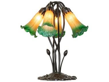 Meyda Pond Lily Mahogany Bronze Table Lamp MY262215