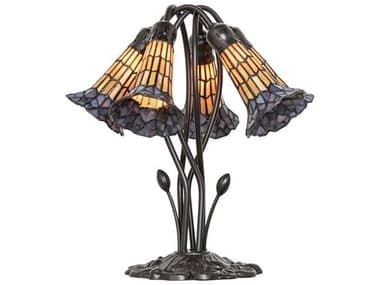 Meyda Stained Glass Pond Lily Mahogany Bronze Table Lamp MY262229