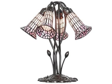 Meyda Stained Glass Pond Lily Mahogany Bronze Table Lamp MY262231