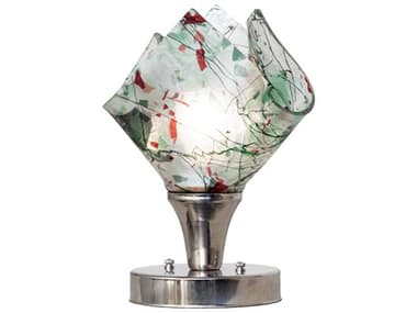 Meyda Handkerchief Nickel Ruby Green Glass Table Lamp MY262876