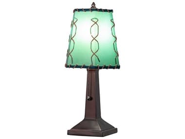 Meyda Mahogany Bronze Green Faux Leather Table Lamp MY263177