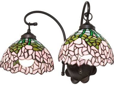 Meyda Tiffany Cabbage Rose 12" Wide 2-Light Mahogany Bronze Glass Vanity Light MY264423