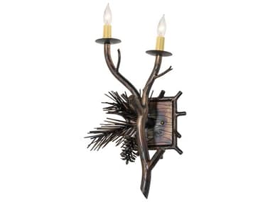 Meyda Lone Pine 19" Tall 2-Light Light Burnished Antique Copper Wall Sconce MY265206
