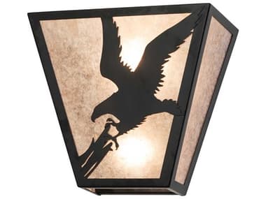 Meyda Strike Of The Eagle 11" Tall 2-Light Textured Black Wall Sconce MY265562