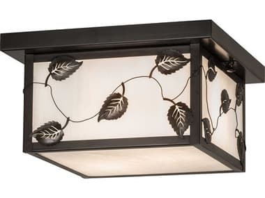 Meyda Hyde Park 17" 2-Light Craftsman Brown Flush Mount MY269546